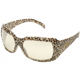 Elvex SG-42I/O-LEO Chica Safety Glasses - Leopard Print Frame - Indoor/Outdoor Mirror Lens