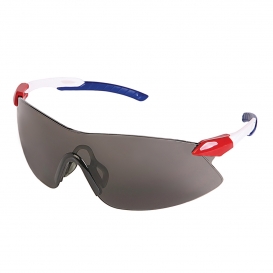 ERB Strikers Safety Glasses - Red/White/Blue Frame - Smoke Lens