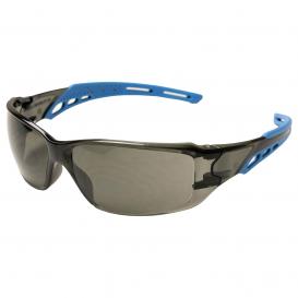 ERB by Delta Plus 17507 Kick Safety Glasses - Blue/Gray Frame - Gray Anti-Fog Lens