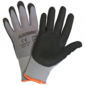 ERB Posigrip Foam Nitrile and Dip Nylon Gloves - Gray