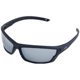 ERB by Delta Plus 18034 O.N.E. Outride Safety Glasses - Black Rubberized Frame - Silver Mirror Lens