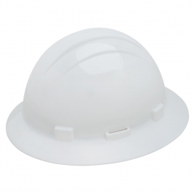 ERB by Delta Plus 19261 Americana Slotted Full Brim Hard Hat - 4-Point Ratchet Suspension - White