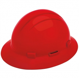 ERB by Delta Plus 19284 Americana Slotted Full Brim Hard Hat - 4-Point Ratchet Suspension - Red