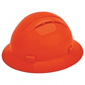 ERB by Delta Plus 19437 Americana Vented Full Brim Hard Hat - 4-Point Ratchet Suspension - Hi-Viz Orange