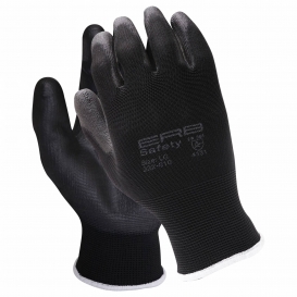 ERB by Delta Plus 222-010 Polyurethane Coated Polyester Knit Gloves - Black
