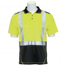 ERB by Delta Plus 9100SBSEG Type R Class 2 Short Sleeve Black Bottom Polo Shirt w/ Segmented Tape - Yellow/Lime