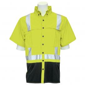 ERB by Delta Plus 9300SBSEG Type R Class 2 Black Bottom Sportsman Shirt w/ Segmented Tape - Yellow/Lime