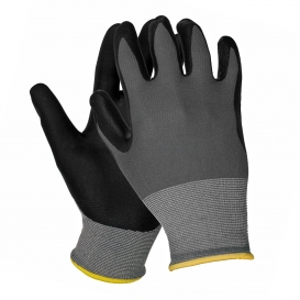 ERB Smooth Finish Nitrile Coated Palm and Finger Gloves - Gray