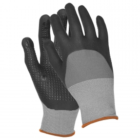 ERB Dotted Finish Nitrile Coated Palm and Finger Gloves - Gray