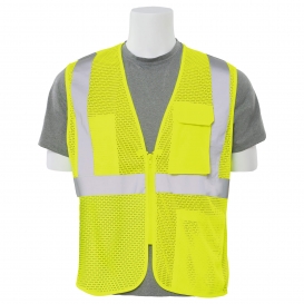 ERB by Delta Plus S169 Type R Class 2 Mesh Economy Surveyor Safety Vest with Zipper - Yellow/Lime