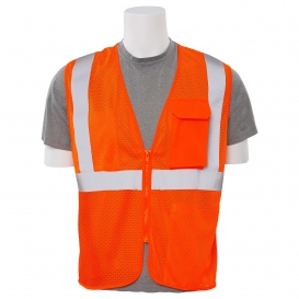 ERB by Delta Plus S169 Type R Class 2 Mesh Economy Surveyor Safety Vest with Zipper - Orange