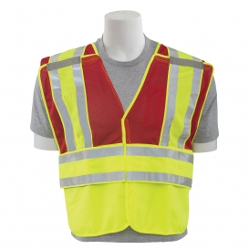 ERB by Delta Plus S340 Type P Class 2 Adjustable Breakaway Public Safety Vest - No Zipper - Yellow/Red