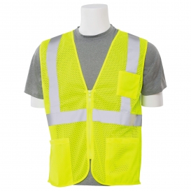 ERB by Delta Plus S363P Type R Class 2 Mesh Economy Safety Vest with Pockets & Zipper - Yellow/Lime