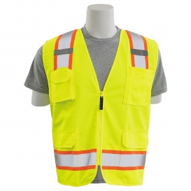NEW ERB BLUE Safety Vests 3 pockets with Lime/Silver Reflective Stripes 