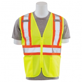 ERB by Delta Plus S381 Type R Class 2 Two-Tone Surveyor Safety Vest with D-Ring Slot - Yellow/Lime