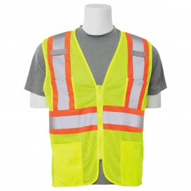 ERB S383P Type R Class 2 Mesh Two-Tone Safety Vest with Zipper - Yellow/Lime