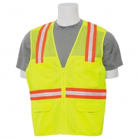 ERB S410 Non-ANSI Two-Tone Surveyor Safety Vest with Zipper - Yellow/Lime
