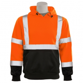 ERB W376B Type R Class 3 Black Bottom Hooded Safety Sweatshirt - Orange
