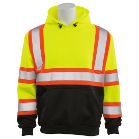 ERB by Delta Plus W376BC Type R Class 3 Black Bottom Two-Tone Hooded Safety Sweatshirt - Yellow/Lime