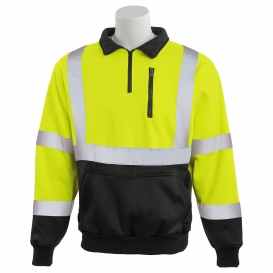 ERB by Delta Plus W379B Type R Class 3 Black Bottom Quarter Zip Pullover Safety Sweatshirt - Yellow/Lime