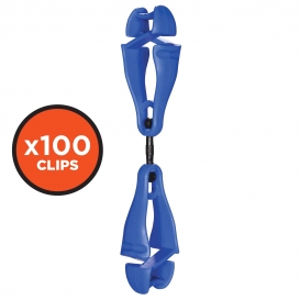 Ergodyne 3420 Squids Swiveling Glove Clip Holder - Dual Clips (100-Pack) - Blue
