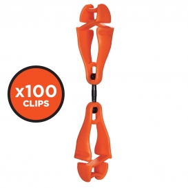 Ergodyne 3420 Squids Swiveling Glove Clip Holder - Dual Clips (100-Pack) - Orange