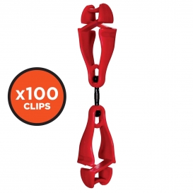 Ergodyne 3420 Squids Swiveling Glove Clip Holder - Dual Clips (100-Pack) - Red