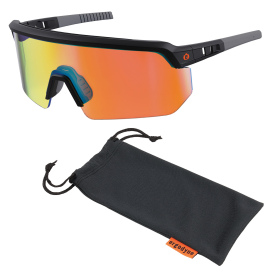 Ergodyne Aegir 55010 Safety Glasses - Black Frame - Orange Fog-Off Anti-Fog Mirror Lens