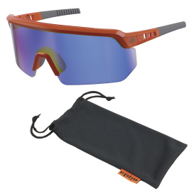 Ergodyne Aegir 55062 Safety Glasses - Orange Frame - Blue Polarized Anti-Fog Mirror Lens