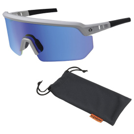 Ergodyne Aegir 55211 Safety Glasses - Matte Gray Frame - Color Enhancing Mirror Ice Blue Lens