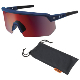 Ergodyne Aegir 55230 Safety Glasses - Matte Blue Frame - Color Enhancing Mirror Red Lens