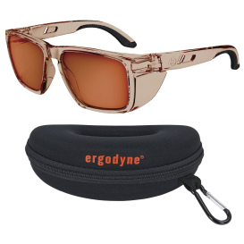 Ergodyne Sixten 58241 Safety Glasses - Tan Frame - Polarized Bronze Mirror Anti-Fog Lens