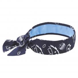 Ergodyne Chill-Its 6700CT Evaporative Cooling Bandana with Cooling Towel and Tie Closure - Navy Western