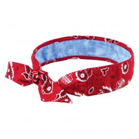 Ergodyne Chill-Its 6700CT Evaporative Cooling Bandana with Cooling Towel and Tie Closure - Red Western