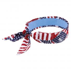 Ergodyne Chill-Its 6700CT Evaporative Cooling Bandana with Cooling Towel and Tie Closure - Stars & Stripes