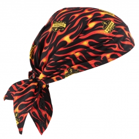 Ergodyne Chill-Its 6710CT Evaporative Cooling Triangle Hat w/ Cooling Towel and Tie Closure - Flames