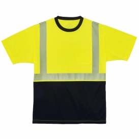 Ergodyne GloWear 8280BK Type R Class 2 Black Bottom Performance T-Shirt - Yellow/Lime