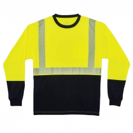 Ergodyne GloWear 8281BK Type R Class 2 Black Bottom Performance Long Sleeve T-Shirt - Yellow/Lime