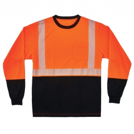 Ergodyne GloWear 8281BK Type R Class 2 Black Bottom Performance Long Sleeve T-Shirt - Orange