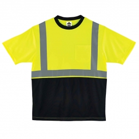 Ergodyne GloWear 8289BK Type R Class 2 Black Bottom Safety Shirt - Yellow/Lime