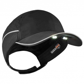 Ergodyne Skullerz 8965 Lightweight Bump Cap Hat w/ LED Lighting - Long Brim - Black