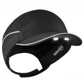 Ergodyne Skullerz 8965 Lightweight Bump Cap Hat w/ LED Lighting - Short Brim - Black