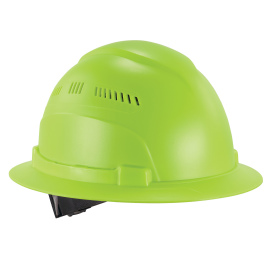 Ergodyne Skullerz 8968 Full Brim Style Lightweight Vented Hard Hat  - Ratchet Suspension - Lime