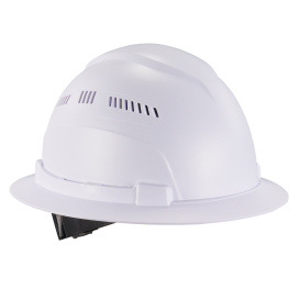 Ergodyne Skullerz 8968 Full Brim Style Lightweight Vented Hard Hat - Ratchet Suspension - White