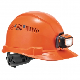 Ergodyne Skullerz 8972LED Cap Style Vented Hard Hat with LED Light - Ratchet Suspension - Orange
