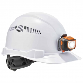 Ergodyne Skullerz 8972LED Cap Style Vented Hard Hat with LED Light - Ratchet Suspension - White
