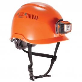 Ergodyne Skullerz 8975LED Cap Style Vented Hard Hat With LED Light - Ratchet Suspension - Orange