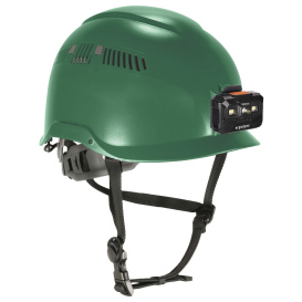 Ergodyne Skullerz 8977LED Type 2 Class C Safety Helmet with Adjustable Venting and LED Light - Green 