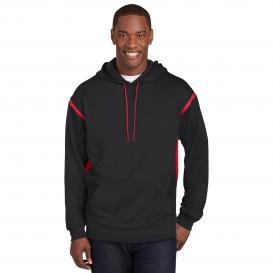 Sport-Tek F246 Tech Fleece Hooded Sweatshirt - Black/True Red