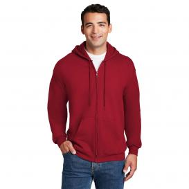 Hanes F283 Ultimate Cotton Full-Zip Hooded Sweatshirt - Deep Red